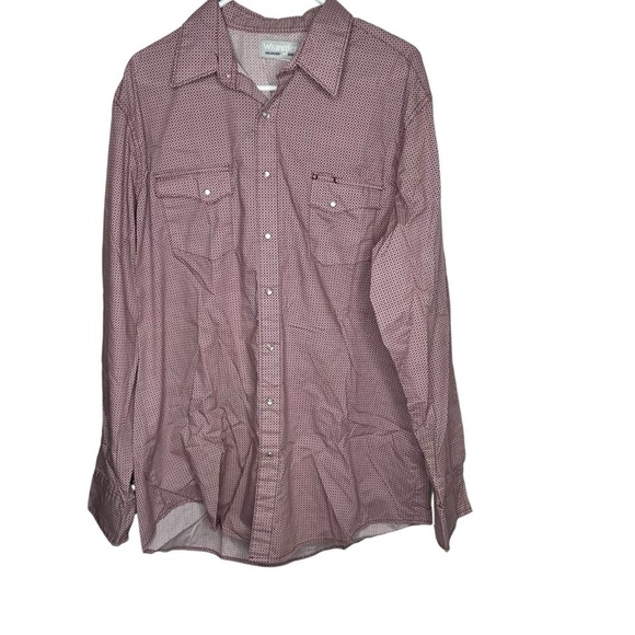 Wrangler Wrancher Shirt Mens Size XL? Pearl Snap Maroon L/S Cowboy - Picture 1 of 3